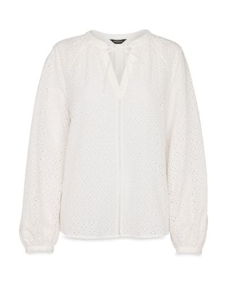 Broderie Split Neck Blouse