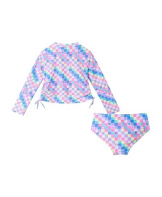 Girls' Checkered Long Sleeve Rashguard Set - Little Kid, Big Kid