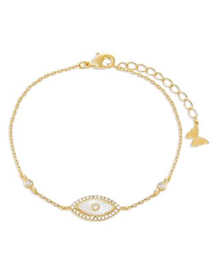 By Adina Eden - Mother of Pearl & Pav&eacute; Evil Eye Link Bracelet