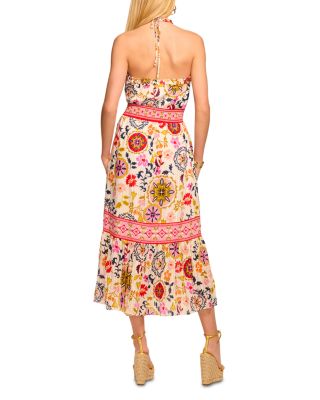 Delia Printed Smocked Waist Midi Dress