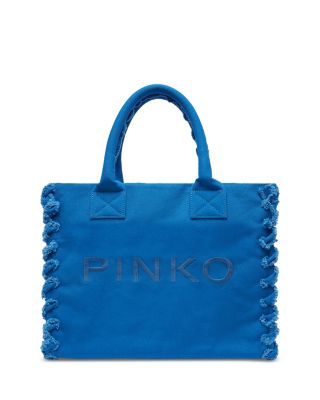 PINKO - Beach Shopping Blue Cotton Canvas Handbag
