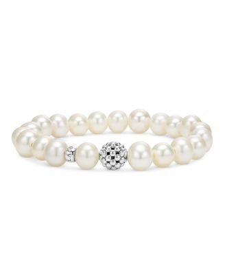 Caviar Ball Beaded Cultured Pearl Bracelet, 10mm