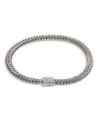 John Hardy Classic Chain Sterling Silver Extra Small Bracelet with Diamond Pavé