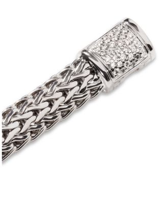Classic Chain Sterling Silver Small Bracelet with Diamond Pav&eacute;