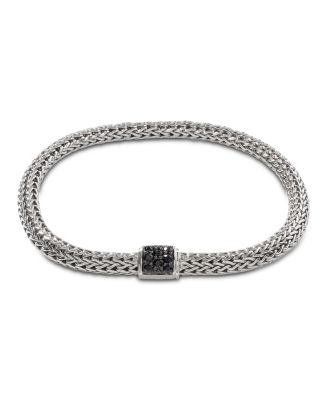 Sterling Silver Icon Bracelet with Pav&eacute; Black Sapphire, 5mm