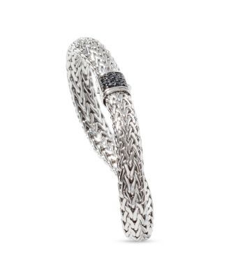  Sterling Silver Icon Bracelet with Pav&eacute; Black Sapphire, 7.5mm