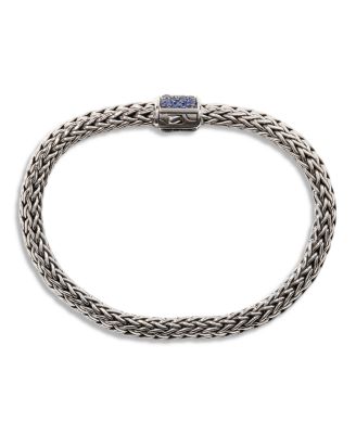 Sterling Silver Classic Chain Black & Blue Sapphire Reversible Bracelet