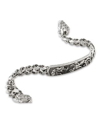 Sterling Silver Legends Naga Dragon Plate Curb Link Bracelet