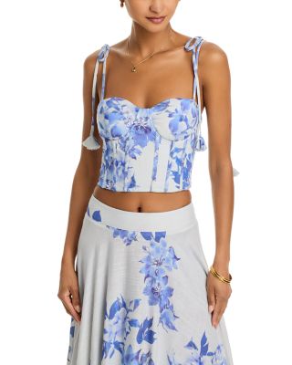 AQUA - Placed Floral Bustier Top - Exclusive