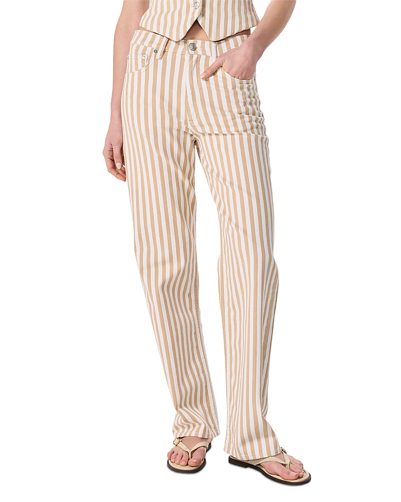 Rag & Bone Womens Tanstripe Shea High-rise Relaxed Straight-leg Cotton-blend Trousers In Neutral