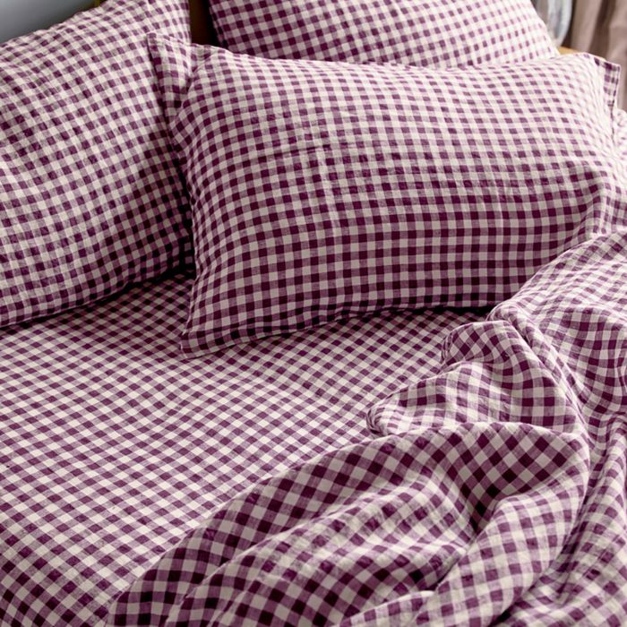 Gingham Linen Fitted Sheet
