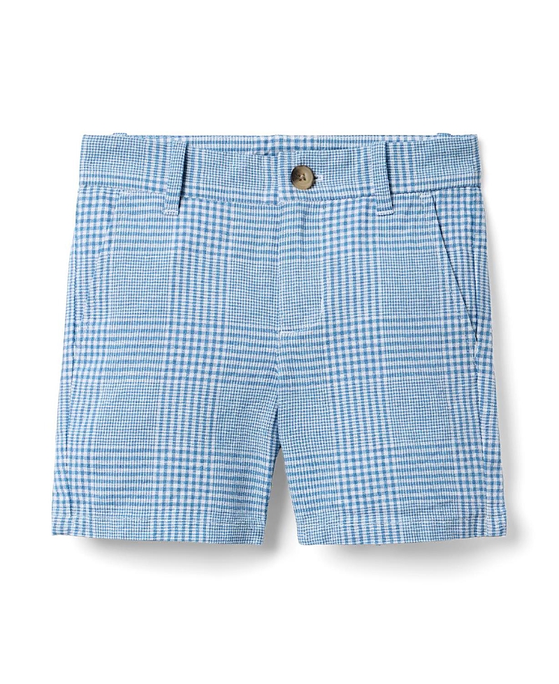 Janie And Jack Tattersall Linen-cotton Short