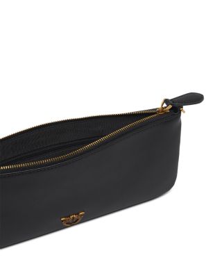 Horizontal Flat Black Leather Crossbody Bag