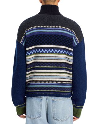 Jacquard Regular Fit Zip Wool Cardigan