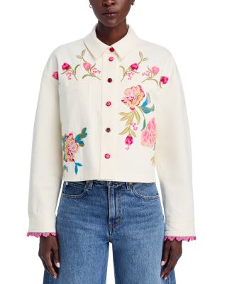 Crochet Cropped Denim Jacket