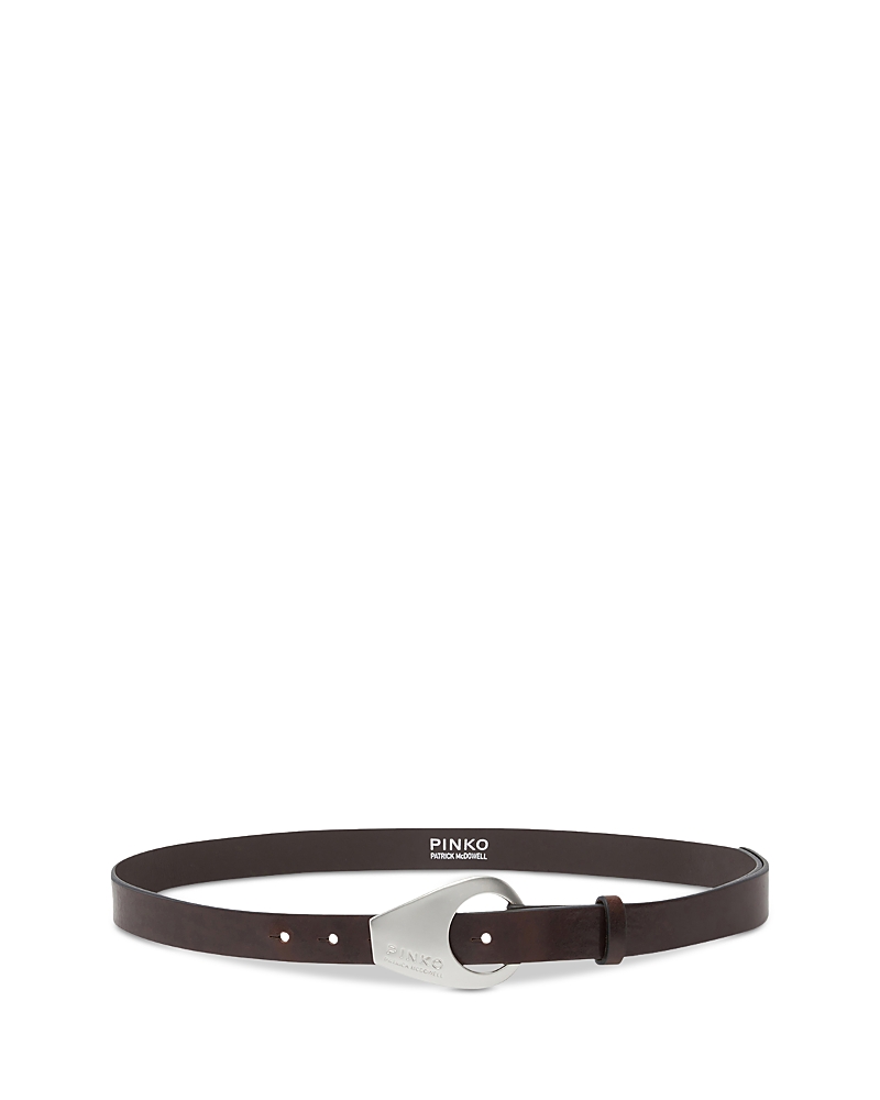 Pinko Brown Geometric Buckle Belt