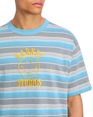 Smiley Lockup Striped Graphic Logo Tee