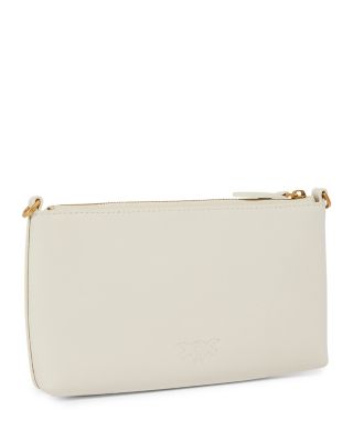 Horizontal Flat Mini White Leather Wristlet
