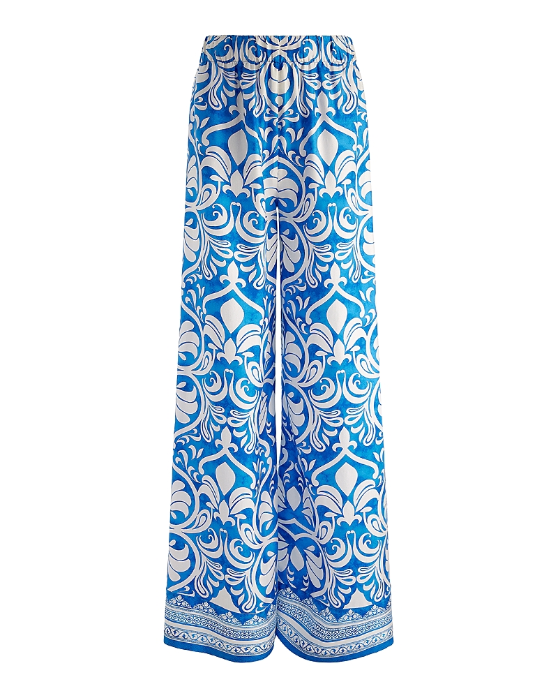 Alice And Olivia Keegan Pull On Wide Leg Pants Soiree True Blue