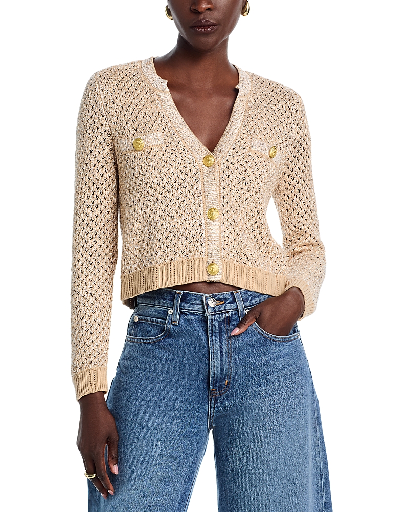 L'Agence Blanca Cropped V Neck Cardigan