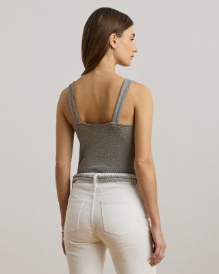 Ring Trim Metallic Sweater Tank Top