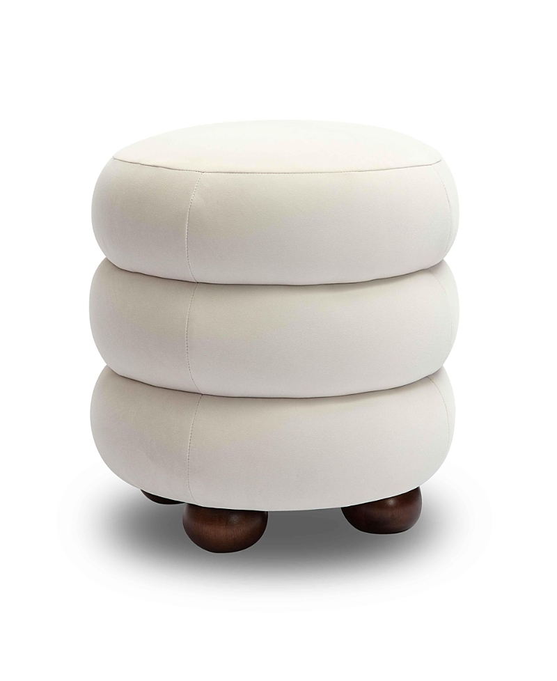 Tov Furniture Stefanie Velvet Ottoman In White