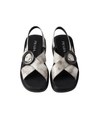 Women's Brushed Leather Sandals with Buckle