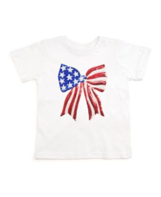 Sweet Wink - Girls' Patriotic Sequin Bow Patch Short Sleeve T-Shirt - Baby, Little Kid, Big Kid