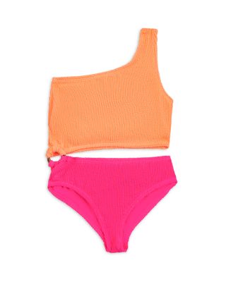Limeapple - Girls' Cutout One Shoulder One Piece Swimsuit - Big Kid