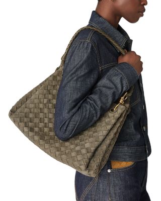 Large Parachute Intrecciato Suede Shoulder Bag