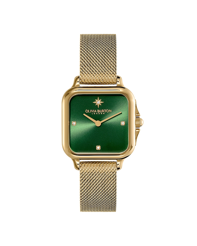 Olivia Burton Women's Soft Square Gold-tone Stainless Steel Mesh Bracelet Watch 28mm
