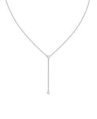 Duo Lariat Necklace in 14K White Gold, 0.35ctw Round Brilliant Lab Grown Diamond