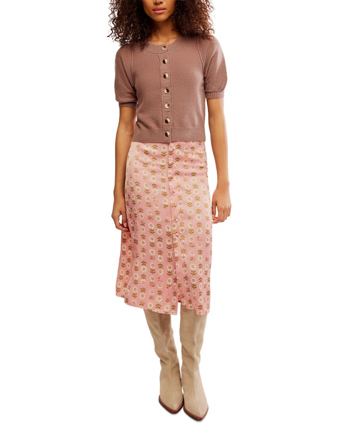 Isla Wool Blend Solid Short Sleeve Cardigan