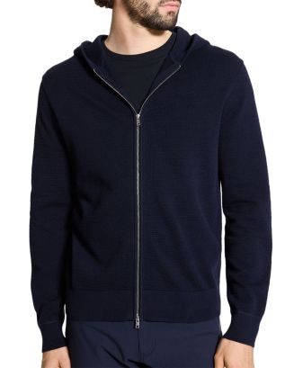 トップス Compact Crepe Mini Hoodie Theory Rounded Cotton Zip-Up Hoodie | Theory