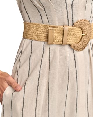 Linen Blend Belted A Line Dress