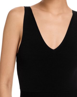 V Neck Knit Fit and Flare Midi Dress