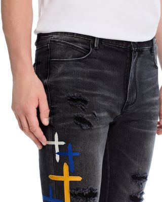 Bryant Distressed Skinny Jeans in Charcoal Drift