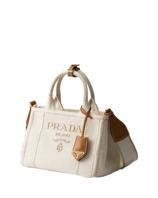 PRADA Jardiniere スモール リネンブレンド ハンドバッグ Natural Prada Jardinière linen blend mini-bag | PRADA
