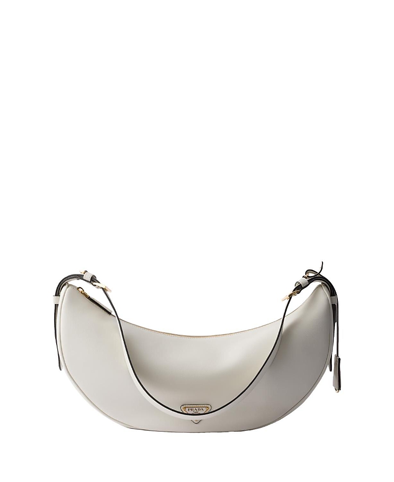 Prada Crescent Soft Grain Leather Shoulder Bag