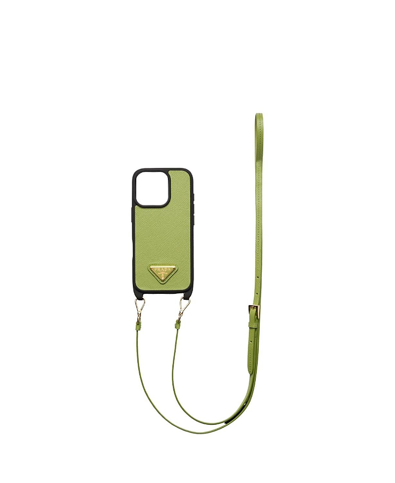 Prada Saffiano Leather Case For Iphone 16 Pro Max With Shoulder Strap