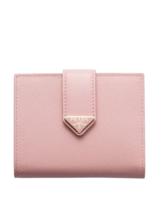 Prada Small Saffiano And Smooth Leather Wallet | Bloomingdale's