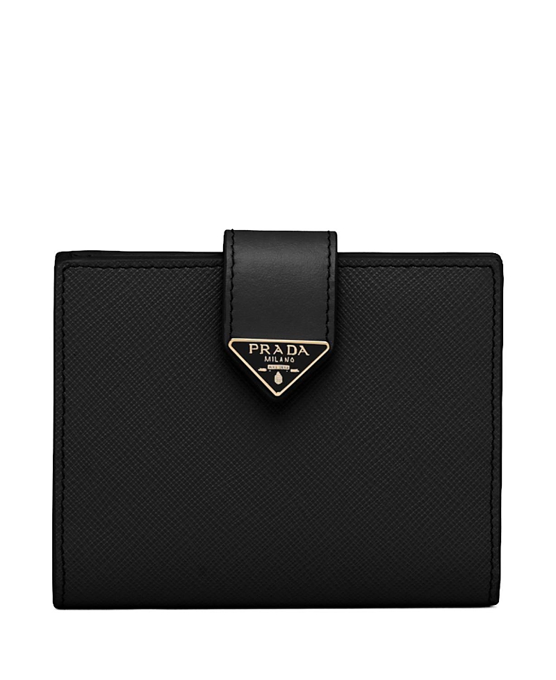 Prada Small Saffiano And Smooth Leather Wallet