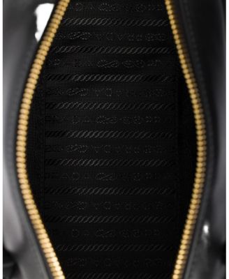 Re-Nylon and Leather Small Top-Handle Bag with Padlock