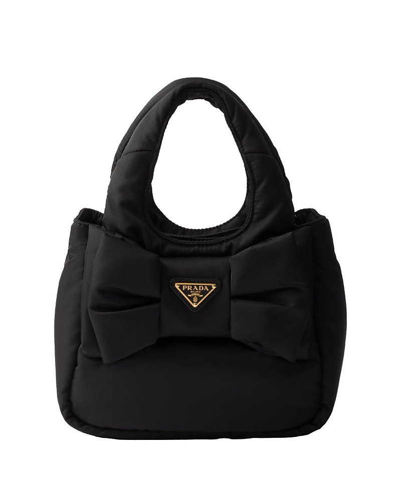 Shop Prada Padded Re-nylon Mini-bag With Bow