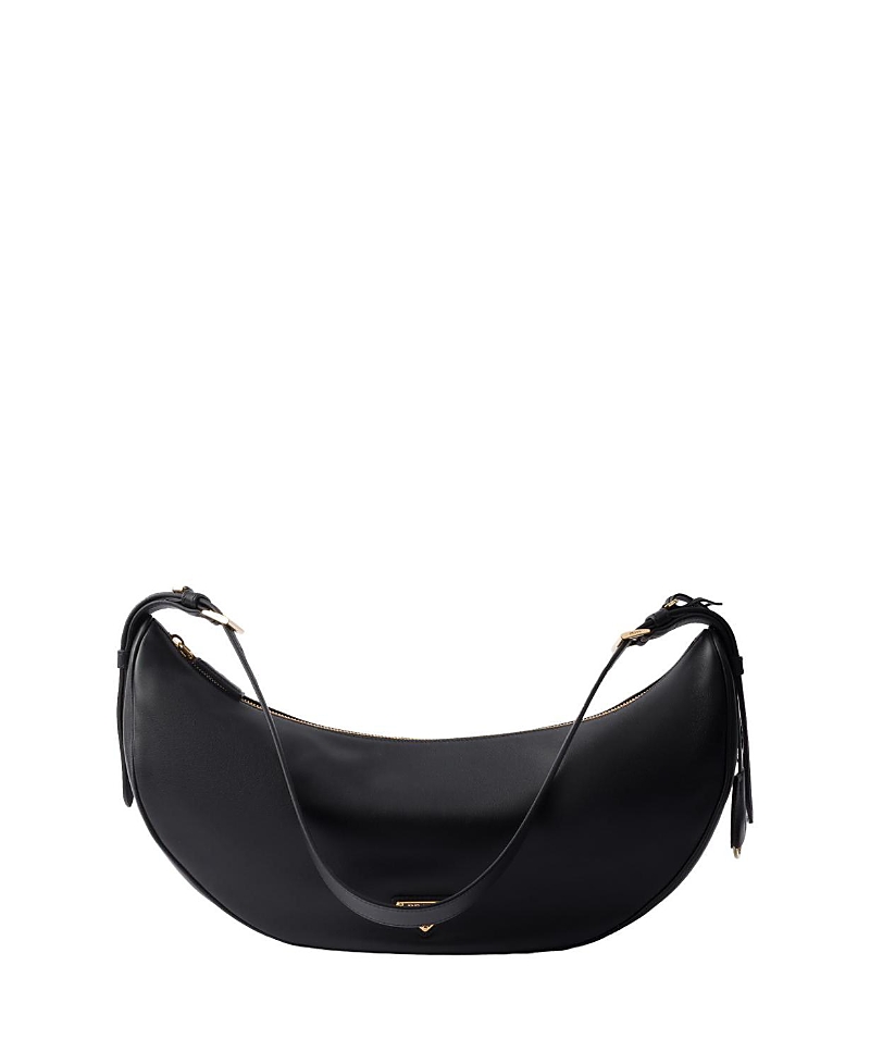 Prada Demi-lune Large Leather Shoulder Bags In Black