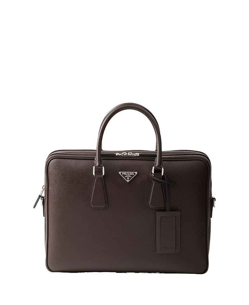 Prada Saffiano Leather Zip Briefcase