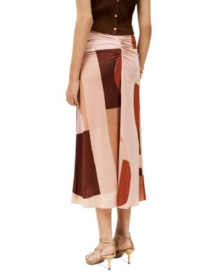 Mely Printed Twist Front Midi Skirt