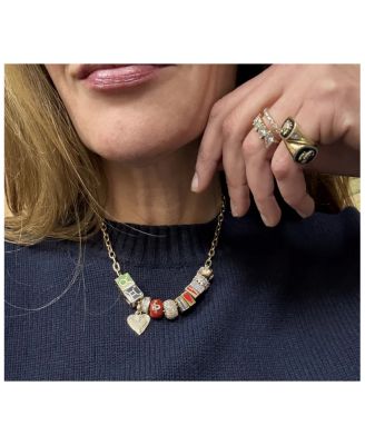 9K Yellow Gold Ceramic Heart Fluted Big Bead Pendant