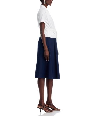 Short Sleeve Button Down Colorblock Dress