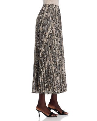 Snake Print Pleated Skirt